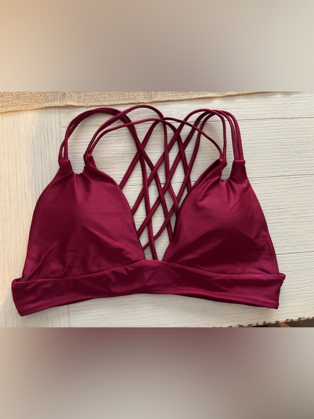 Cupshe Burgundy Crisscross Bikini Top